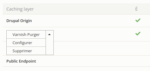 Purger configuration dropdown