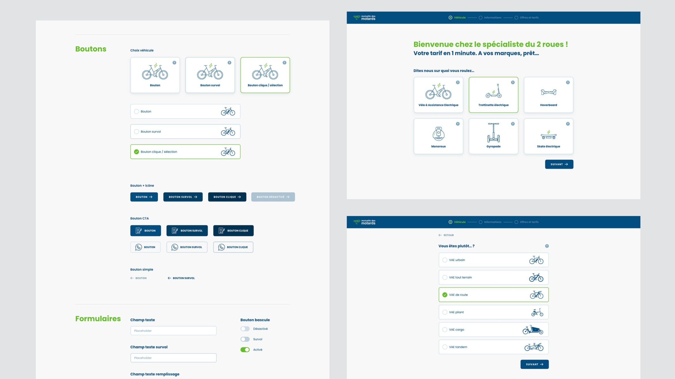 Mise en avant des 200 écrans maquettes digitales réalisés pour la mutuelle des motards.