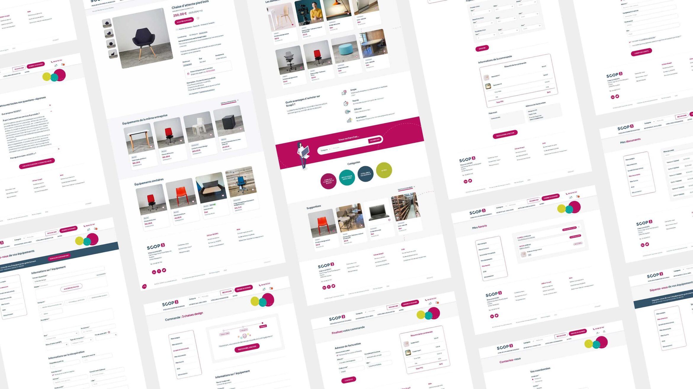 Ici nous avons illustré les différentes interfaces du site SCOP 3 sur desktop
