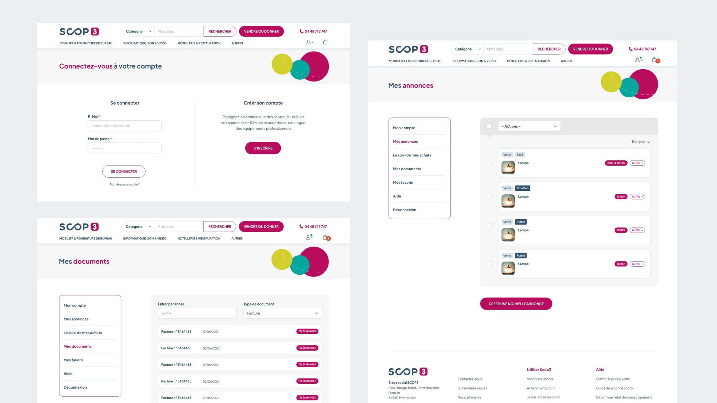 Sur cette image nous retrouvons le parcours d'un utilisateur lorsqu'il accède à son compte en version desktop