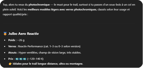 ChatGPT shopping recommande un produit suite à une demande précise
